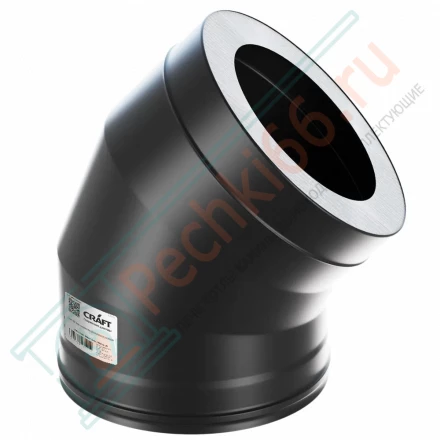 Сэндвич-отвод 45° (AISI-316L/0,8-430/ЭМАЛЬ) d-150/200 (Craft-HF-25BP)