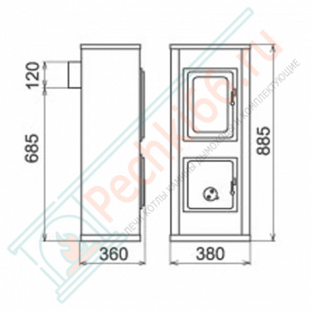 Отопительная печь Verona Top, Черная (Thorma) до 124 м3