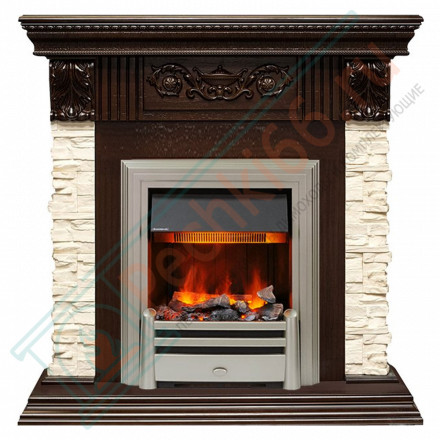 Электрокаминокомплект Luxemburg (каменный) - Сланец/Темный дуб с очагом Chesford