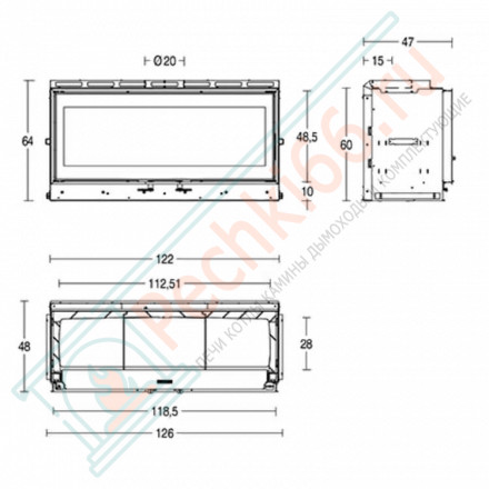 Стальная топка MC 120/48 (Piazzetta) 14,1 кВт