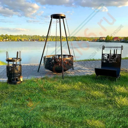 Чугунная Костровая чаша Fantastic Ø 700 Антик (чаша + подставка антик + крышка)