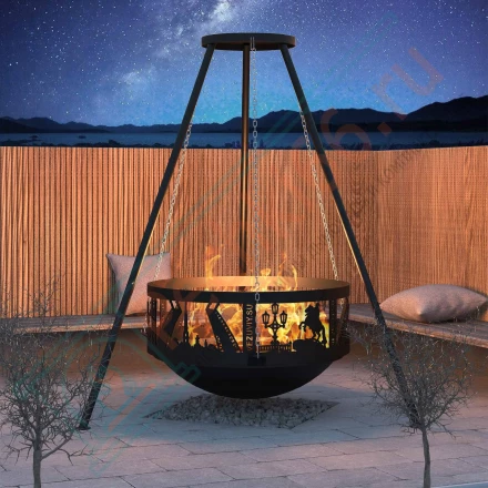 Чугунная Костровая чаша Fantastic Ø 700 Антик (чаша + подставка антик + крышка)