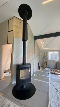 Печь-камин Мета-Бел Свитязь 7, поворотный на 360 гр под ключ (монтаж 04.2023)