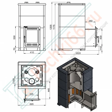 Печь для бани Эверест "Steam Master 60 INOX" Пироксенит Элит, S-40