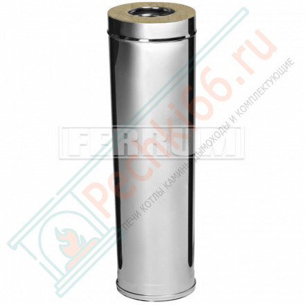 Сэндвич труба для дымохода L=1м (НЕРЖ-430/0,8-НЕРЖ-430/0,5) d-150/210 (Ferrum HF)