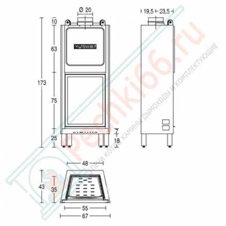Стальная топка HT 650 с хромированной дверцей (Piazzetta) 8 кВт