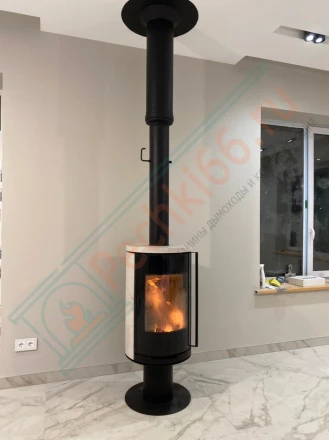 Печь-камин Астов R1.0 N Plus крема беж поворотный, под ключ (монтаж 12.2024)