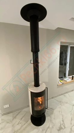 Печь-камин Астов R1.0 N Plus крема беж поворотный, под ключ (монтаж 12.2024)