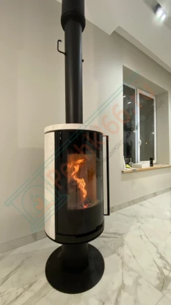 Печь-камин Астов R1.0 N Plus крема беж поворотный, под ключ (монтаж 12.2024)