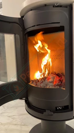 Печь-камин Астов R1.0 N Plus крема беж поворотный, под ключ (монтаж 12.2024)