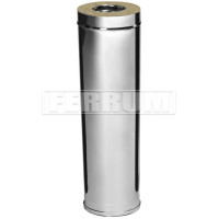 Сэндвич труба для дымохода L=1м (НЕРЖ-430/1,0-НЕРЖ-430/0,5) d-115/200 (Ferrum HF Plus)